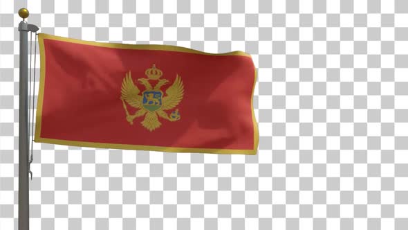 Montenegro Flag on Flagpole with Alpha Channel - 4K alt