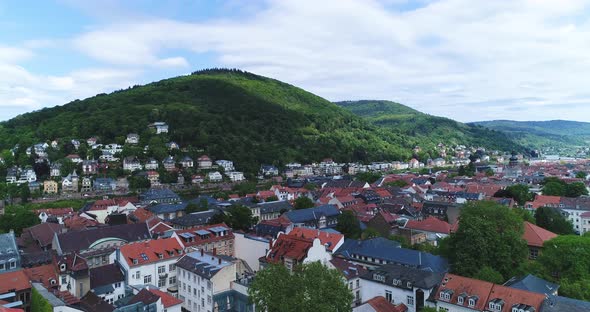 Aerial View of Heidelberg, Germany with Neckar River