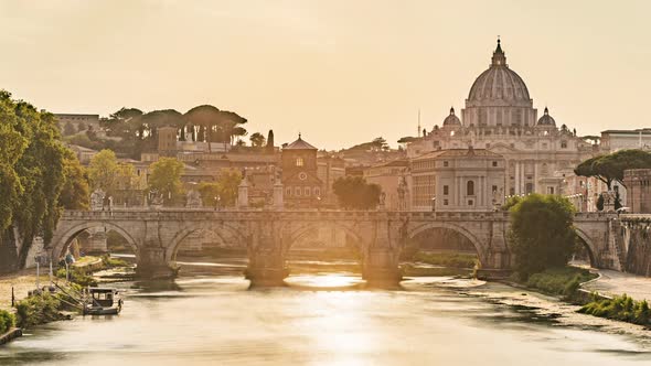 Roma, Italy, Timelapse  - The Papal Basilica of Saint Peter in the Vatican before the Sunset