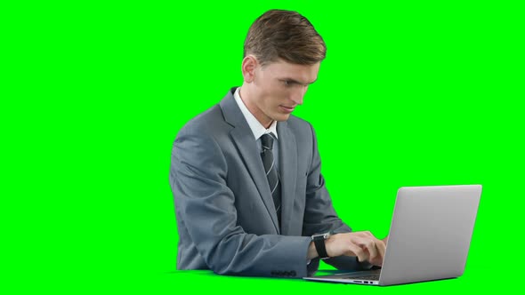 Businessman using laptop alt