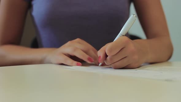 A Girl Taking a Test
