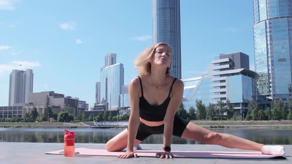 Woman working out in city