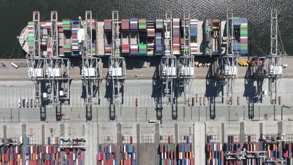 Hyperlapse Time Lapse Container Shipping Terminal in the Port Harbour alt