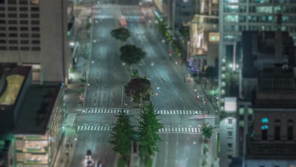 Downtown City Time Lapse Of Miniature Traffic