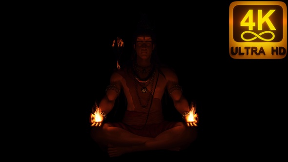 Meditating in the darkness 3D Lord Shiva Fire Control Spiritual Texture Sacred Creation Ohm 4K Trip alt