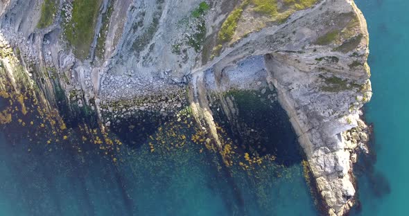 Panning across white cliffs