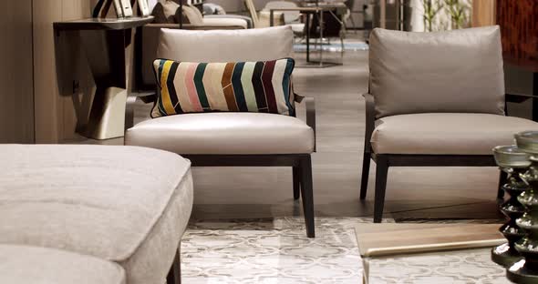 Modern Beige Leather Armchair in the Living Room alt