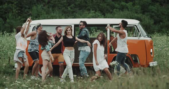 Big Group of Friends Love To Dance and Have a alt