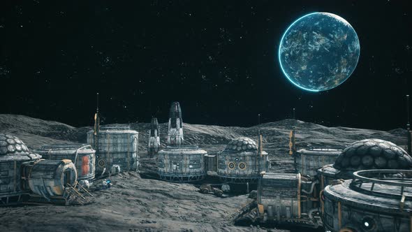 Space Base With Space Rockets , Motion Graphics | VideoHive