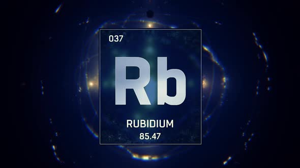 Rubidium as Element 37 of the Periodic Table on Blue Background