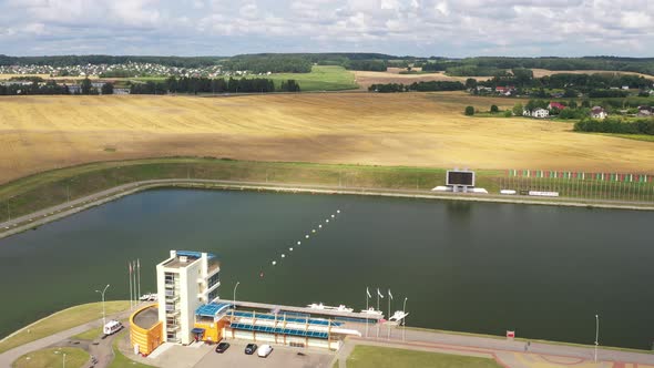 Top View of the Rowing Canal in the City of Zaslavl Near Minsk alt