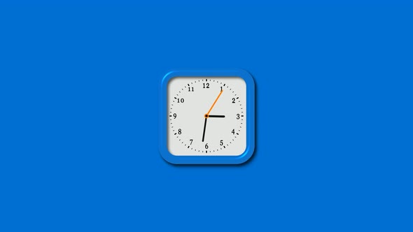 Aqua Color Realistic Square 3d Wall Clock isolated On Aqua Background alt