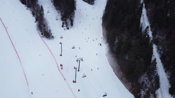 Aerial View Mountain Ski Resort Touristic Center Of Olympic Mountain Bjelasnica Sarajevo 4K