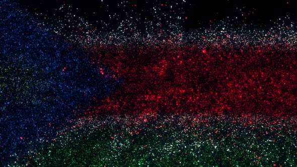 South Sudan Flag With Abstract Particles