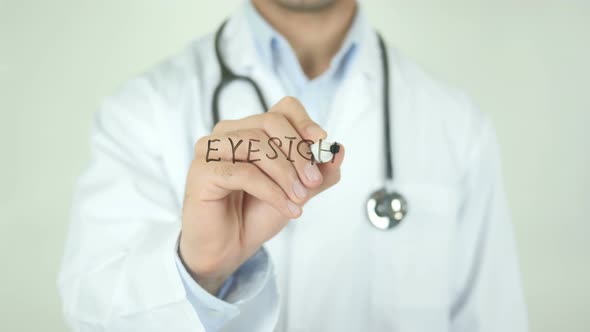 Eyesight, Doctor Writing on Transparent Screen alt