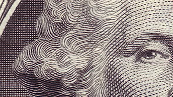Cash american one dollars macro view. 1 USD close-up stop motion background