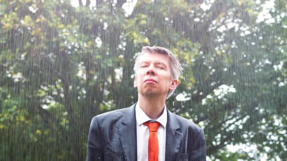 Businessman in the Rain