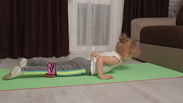 Child Kid Training Gymnastics Stretching Twine at Home Children Girl Making Sport Workout Exercises alt
