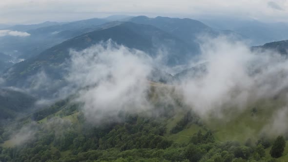 Morning Fog on Beautiful Mountain Range