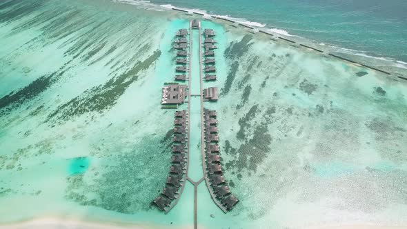 Drone Video of Exotic Turquoise Paradise and Water Villa Bungalows Maldives alt
