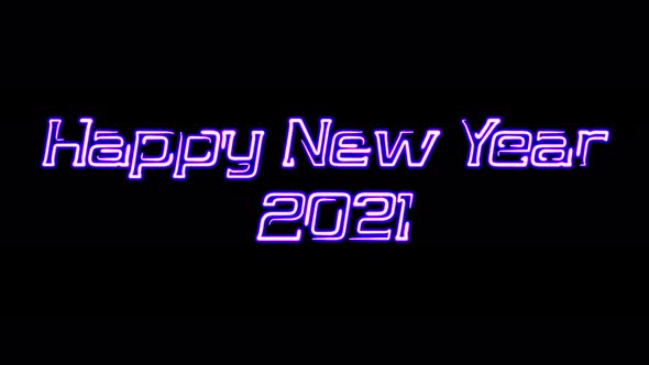 Happy New Year 2021 neon seamless animation, 3d motion design for new year holidays