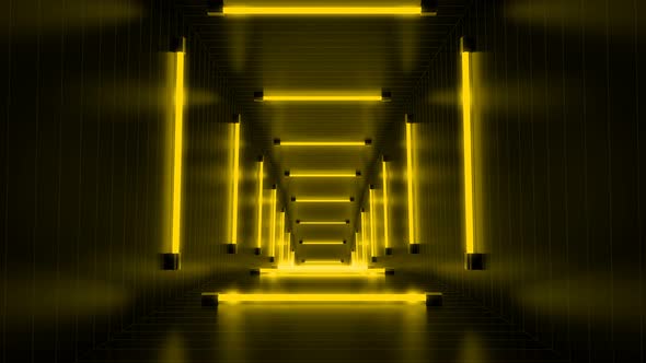 Yellow Neon Light Tunnel Loop