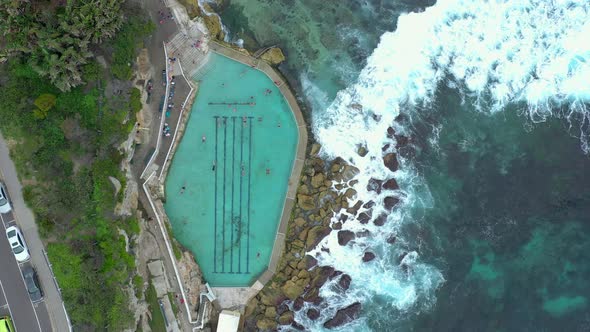 Bronte Baths a Salt Water Swimming Pool in Australia Bird's Eye View alt