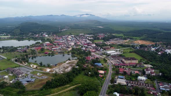 Aerial view Serdang lake and town alt