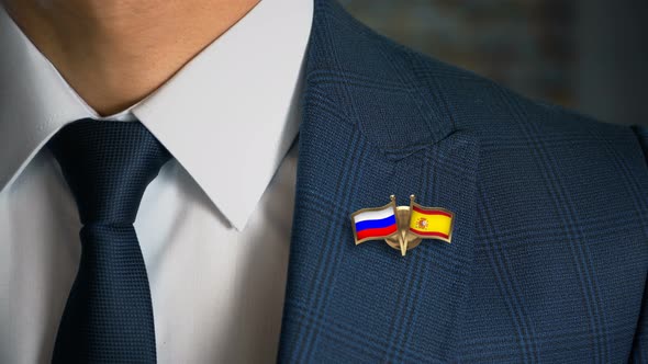 Businessman Friend Flags Pin Russia Spain alt