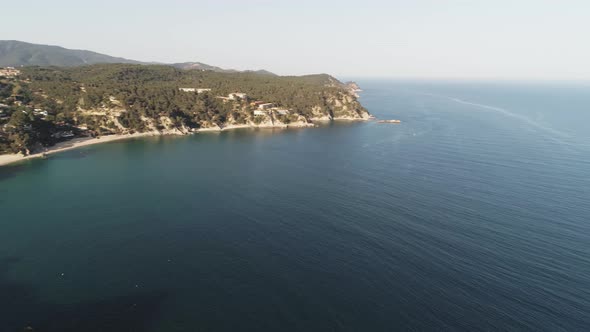 Drone Scenic of the Mediterranean Sea in Costa Brava