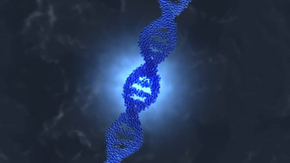 A DNA double Helix forming out of Molecules