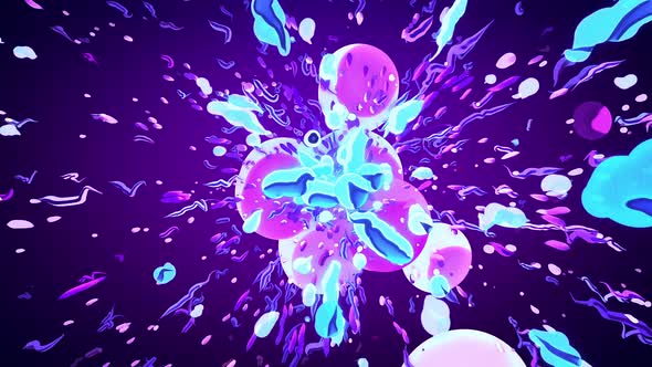 Abstract Purple Pink Manga Style Bubble Ball Cel Animation Loop Splash Background