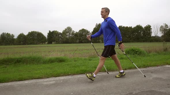 Slow Motion Nordic Walking Man alt