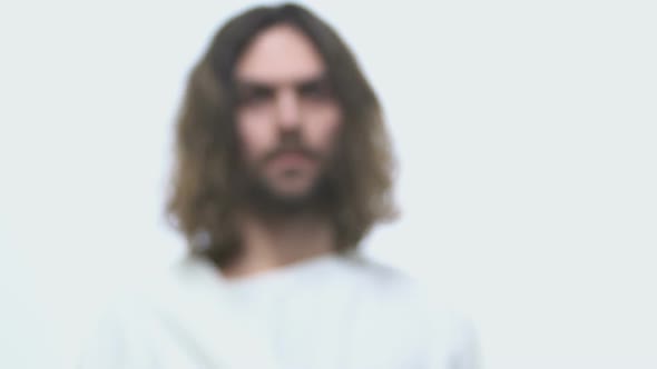 Son of God Looking Into Camera, Blessing People, Spirituality and Religion alt