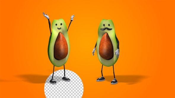 Avocado 3d Character Waving Hello (2-Pack)