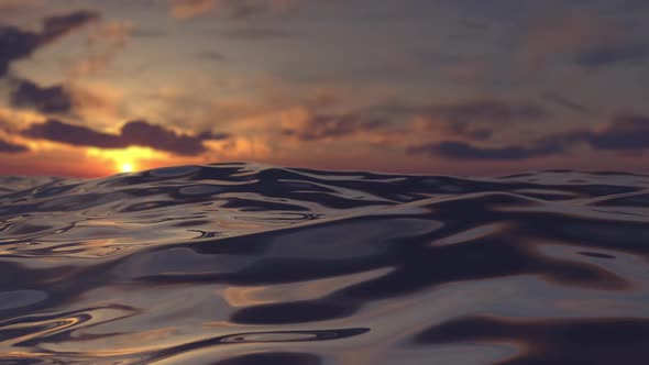 Ocean Waves With Sunset