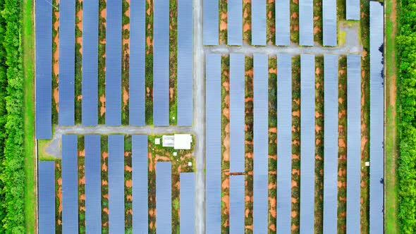 Aerial Top View of Solar Farm. drone footage. 4k alt