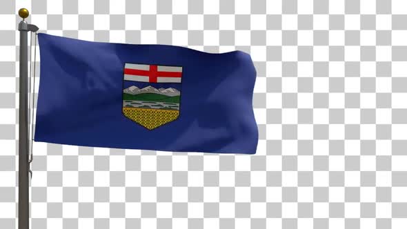 Alberta Flag on a Flagpole with Alpha Channel - 4K alt