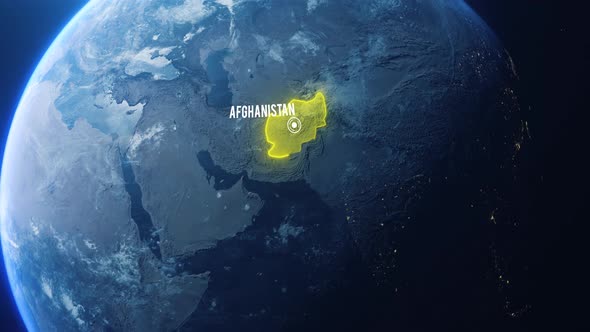 Earh Zoom In Space To Afghanistan Country Alpha Output