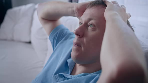 Close Up Man's Face at the Reception with a Psychotherapist Psychological Problems alt