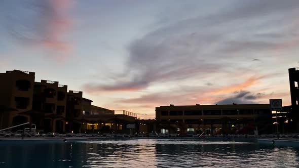 Sunset Timelapse over Resort in Marsa Alam, Egypt.