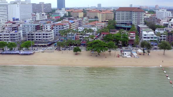 Aeria View of Jomtien Beach During Covid Lockdown Pattaya Chonburi Thailand alt