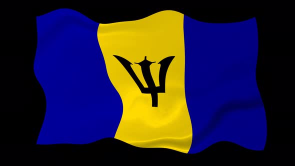 Barbados Flag Waving Animated Black Background