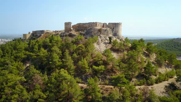 Ruin Medieval Rock Castle on the Hill of Silifke, Mersin, Turkey