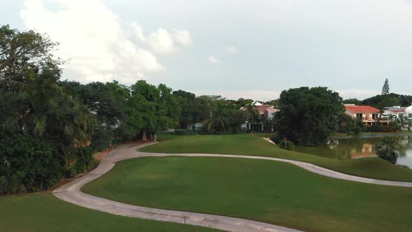 Aerial Top View of Golf Field in Mexico