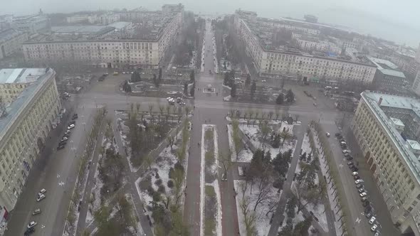 View to the central square in Volgograd, Russia alt