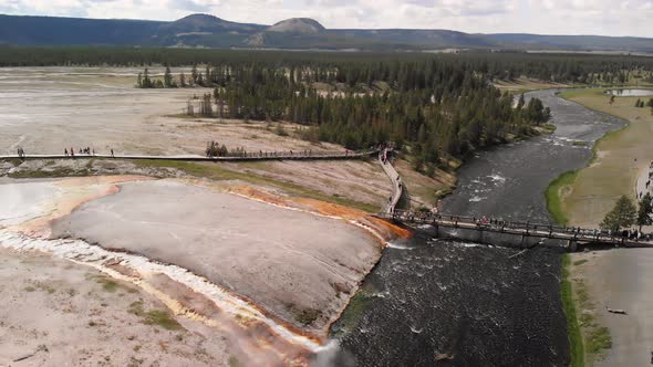 Aerial Scenery at Midway Geyser Basin in Yellowstone National Park alt