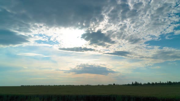 Sunset Over Wheat Field Timelapse