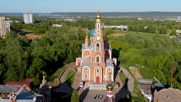 Aerial View of Cathedral Novocheboksarsk in Russia