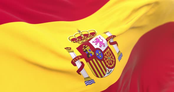 Realistic Spain Flag Close Up 4K Loop alt